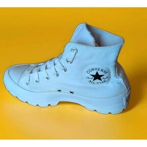 CONVERSE Chuck Taylor Canvas Shoes All Star White Lugged Hi Top Women's Sz 8 GUC